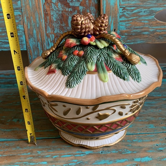 Fitz & Floyd Classics Jolly Ole St. Nick Fruited Bowl With lid Retired - Picture 8 of 10